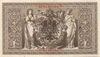 Német Birodalom / Császárság 1910. 1000M (3x) háború utáni nyomat piros bélyegzővel, zöld fázercsíkk...