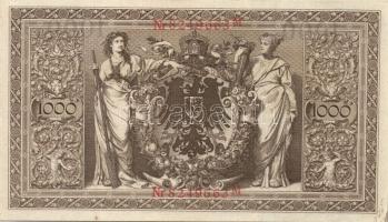 Német Birodalom / Császárság 1910. 1000M (3x) háború utáni nyomat piros bélyegzővel, zöld fázercsíkk...