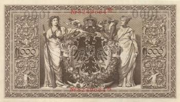 Német Birodalom / Császárság 1910. 1000M (3x) háború utáni nyomat piros bélyegzővel, zöld fázercsíkk...