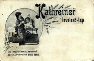 Kathreiner kávé reklám levelezőlap. Úgy a reggelinél, mint az ozsonnánál - valódi Kathreiner legyen minden háznál / Hungarian coffee advertisement (EB)