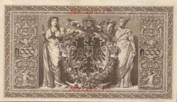 Német Birodalom / Császárság 1910. 1000M (4x) háború utáni nyomat piros bélyegzővel, zöld fázercsíkk...