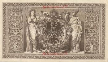 Német Birodalom / Császárság 1910. 1000M (4x) háború utáni nyomat piros bélyegzővel, zöld fázercsíkk...