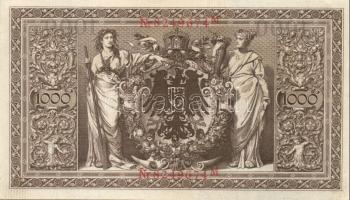 Német Birodalom / Császárság 1910. 1000M (4x) háború utáni nyomat piros bélyegzővel, zöld fázercsíkk...