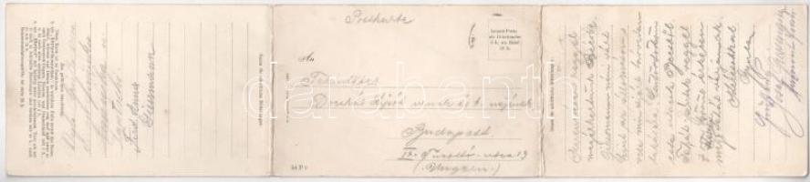 Wien, Vienna, Bécs; 3-tiled folding panoramacard (worn at fold)