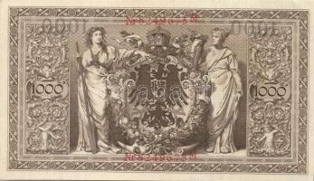 Német Birodalom / Császárság 1910. 1000M (5x) háború utáni nyomat piros bélyegzővel, zöld fázercsíkk...