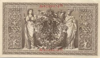 Német Birodalom / Császárság 1910. 1000M (5x) háború utáni nyomat piros bélyegzővel, zöld fázercsíkk...