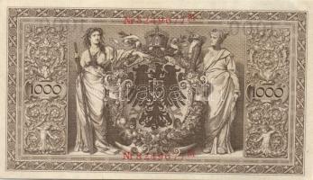 Német Birodalom / Császárság 1910. 1000M (5x) háború utáni nyomat piros bélyegzővel, zöld fázercsíkk...
