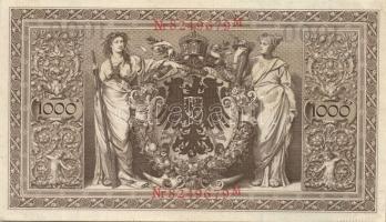 Német Birodalom / Császárság 1910. 1000M (5x) háború utáni nyomat piros bélyegzővel, zöld fázercsíkk...