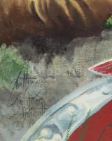 Olvashatatlan jelzéssel, feltehetően szerb festő: Csatajelenet. Olaj, farost. 80x120 cm. KIZÁRÓLAG S...