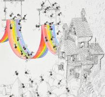 Fabio Vettori: Hangyaszorgalom. OFszett, papír, jelzett a nyomaton, alján apró beszakadással 48x65 c...