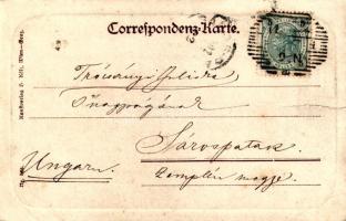 1902 Graz (Steiermark), Herrengasse / street view, tram, shops (wet damage)