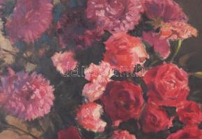 Jelzés nélkül (Bereczky Vilmos?): Csendélet. Olaj, vászon. Hátoldalán Bereczky Vilmos nevével felira...