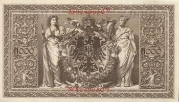 Német Birodalom / Császárság 1910. 1000M (6x) háború utáni nyomat piros bélyegzővel, zöld fázercsíkk...