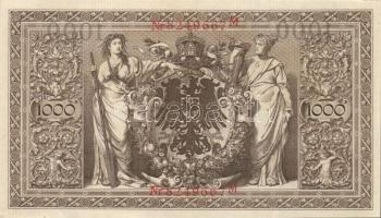 Német Birodalom / Császárság 1910. 1000M (6x) háború utáni nyomat piros bélyegzővel, zöld fázercsíkk...