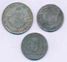 Vegyes: 1848KB 20kr Ag "V. Ferdinánd" + 1926. 1P Ag + Montenegró 1914. 1P Ag "I. Mikl...