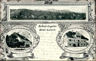 1902 Logatec, Dolenji Logatec, Unterloitsch; Gostilna Kramar, Tordka Tollazzi / Gasthof Kramar, Firma Tollazzi / inn, hotel. Art Nouveau, floral s: Lachnik (EK)