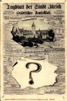 1902 Zürich, Zurich; Tagblatt der Stadt Zürich. Städtisches Amtsblatt / Art Nouveau newspaper montage (worn corners)