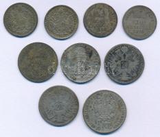 Vegyes: Ausztria 1860. 1/4Fl Ag + Osztrák-Magyar Monarchia 1868-1872. 10kr - 20kr (8xklf) T:VF-F pat...