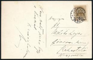 1939 Kiss Manyi (1911-1971) Kossuth- és Jászai Mari-díjas színésznő autográf üdvözlő sorai, és aláír...