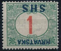 SHS 1918 Portó 1f fordított felülnyomással, Bodor vizsgálójellel. Certificate: Zrinjscak