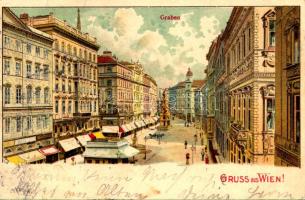 1899 (Vorläufer) Wien, Vienna, Bécs; Graben / street view, shops. litho (fl)