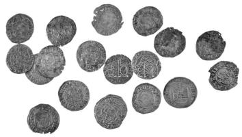 1554-1591. 18db-os Ag Dénár tétel, nagyrészt klf évszámok (összsúly: 9,02g) T:AU-VF patina, kitörés Hungary 1554-1591. 18pcs Ag Denar lot, mostly diff years (total weight: 9,02g) C:AU-VF patina, crack