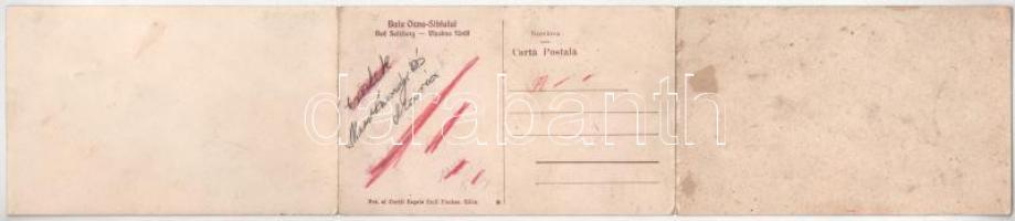 Vízakna, Salzburg, Ocna Sibiului; 3-részes kihajtható panorámalap / 3-tiled folding panoramacard (fl...