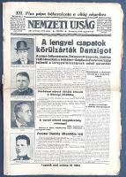 [II. Világháború] Nemzeti Ujság. 1939 augusztus 25. (Napilap, XXI. évfolyam, 193. szám) "XII. P...