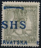 SHS 1918 Zita 40f eltérő, Arató típusú felülnyomással, Bodor vizsgálójellel. Certificate: Zrinjscak