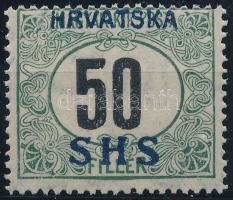 SHS 1918 Portó 50f VIIa fekvő vízjellel, Bodor vizsgálójellel. Certificate: Zrinjscak (54.000)