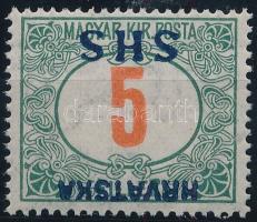 SHS 1918 Portó 5f fordított felülnyomással, Bodor vizsgálójellel. Certificate: Zrinjscak