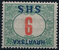 SHS 1918 Portó 6f fordított felülnyomással, Bodor vizsgálójellel. Certificate: Zrinjscak