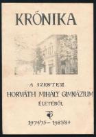 1984 Krónika a szentesi Horváth Mihály Gimnázium életéből. 1974/75-1983/84. Kiadói papírkötés, kissé foltos, 42+(2) p.