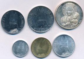 Vatikán 1966. 1L-100L "VI. Pál" (5xklf) + Lengyelország DN "II. János Pál" ezüst...