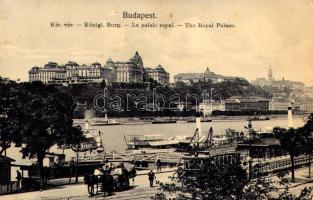 1915 Budapest I. Királyi vár, pesti rakpart, villamos (fl)