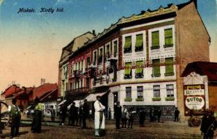 1917 Miskolc, Király híd, Reiner bútorraktára, üzlet. orosz Ferenc kiadása (EK) + &quot;Militärpflege des K.u.k. Barackenreservespital Miskolcz&quot;