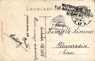 1917 Miskolc, Király híd, Reiner bútorraktára, üzlet. orosz Ferenc kiadása (EK) + "Militärpfleg...