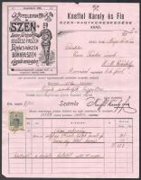 1910 Arad, Kneffel Károly és Fia Szén-Nagykereskedésének fejléces számlája, 10 f. okmánybélyeggel.