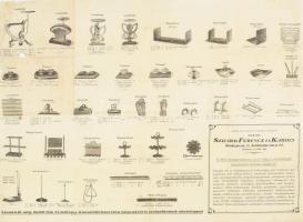 cca 1920-1930 Budapest, Szilárd Ferencz Károly fémárú kereskedésének árjegyzéke, hajtott, foltos, szakadt és lyukkal, rajta egykorú tintás bejegyzésekkel, köztük árakkal, 46x60 cm