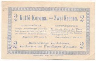 Magyaróvár / Mosonvármegye Direktóriuma 1919.05.07. 2K papír szükségpénz, hátoldalán bélyegzés, aláírás és sorszám T:F Adamo MAG-1.2