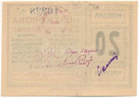 Magyaróvár / Mosonvármegye Direktóriuma 1919.05.07. 20K papír szükségpénz, hátoldalán bélyegzés, alá...