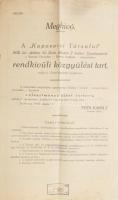 1936 Kaposvizi Társulat közgyűlés meghívó a dombóvári Korona Szállodába, 4 sztl. oldal, apró szakadásokkal, lap alja kissé foltos, néhány kevés ceruzás jelöléssel