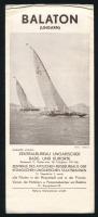 cca 1930-35 Fekete-fehér képekkel illusztrált, kihajtható turisztikai Balaton prospektus, számos érdekes korabeli információval (közlekedés, fürdőhelyek listája, panziók árai, hotelek listája stb.), német nyelven, apró szakadásokkal, jó állapotban