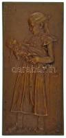 Ausztria ~1900. "Kislány babával" bronz plakett. Szign.: Mirzl (60x28mm) T:AU / Austria ~1900. "Girl with doll" bronze plaque. Sign.: Mirzl (60x28mm) C:AU