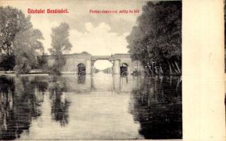 Bezdán, Besdan, Bezdan (Zombor, Sombor); Ferenc-csatornai zsilip és híd. Ligeti Dávid kiadása / dam, bridge