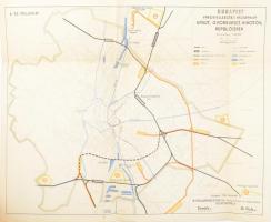 1946 Budapest városfejlesztési programja - Vasút, gyorsvasút, kikötők, repülőterek (6. sz. melléklet), 1 : 50.000, Bp., Polgármesteri III. (Városrendezési és magánépítési) ügyosztály, 41x50 cm