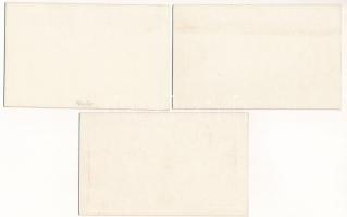 Budapest 1919. 1K + 2K + 5K "Pallas Nyomda" karton szükségpénzek, mindhárom lyukasztással ...