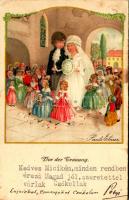 1930 Vor der Trauung / Wedding. Children art postcard. AG.B. No. 2822. s: Pauli Ebner (fl)