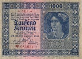 Ausztria / Osztrák-Magyar Bank 1922. 1000K (4x) egymás utáni sorszámokkal T:I-