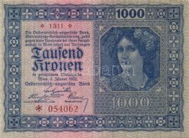 Ausztria / Osztrák-Magyar Bank 1922. 1000K (2x) egymás utáni sorszámokkal T:I